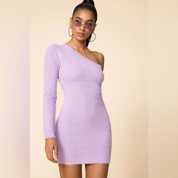 Superdown Lavender Christine One Shoulder Mini Dress, Size XS - Picture 1 of 8